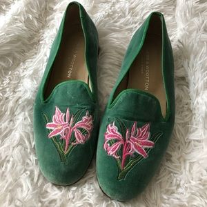 Stubbs & Wootton Green Lily Loafers Size 7.5